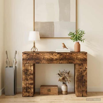 vidaXL Salontafel Gerookt eiken 102 x 35 x 75 cm Bewerkt, Huis en Inrichting, Minder dan 50 cm, Verzenden, Vierkant, Nieuw