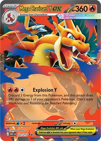 Mega Charizard Y EX 022/217 Ascended Heroes, Ophalen of Verzenden, Nieuw, Losse kaart, Foil