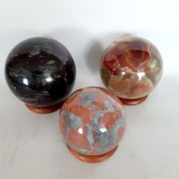 Jaspis Bol - Hoogte: 82 mm - Breedte: 82 mm- 1767 g - (3)