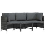 vidaXL Tuinbank 3-zits met kussens poly rattan grijs, Tuin en Terras, Verzenden, Nieuw