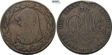 Penny Token 1787 Großbritannien George Iii 1760-1820, Postzegels en Munten, Verzenden
