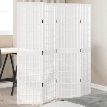vidaXL Kamerscherm met 4 panelen massief paulowniahout wit, Verzenden, Nieuw