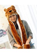 Muts Wanten Bruine Beer Sjaalmuts met Oortjes Beertje Berenm, Ophalen of Verzenden, Nieuw