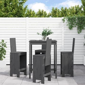 vidaXL 5-delige Tuinbarset massief grenenhout grijs, Verzenden, Nieuw, 5 zitplaatsen