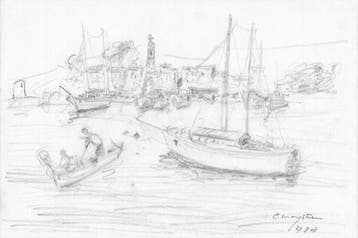 Casimir Maystre (1918-2008) - Dessin original au fusain, Vue