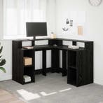 vidaXL Bureau met plank Zwart Eiken 130 x 130 x 91 cm, Huis en Inrichting, Bureaus, Verzenden, Nieuw