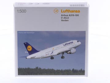Schaal 1:500 Herpa 515955 Airbus A319-100 Lu - Verden L..., Ophalen of Verzenden, Zo goed als nieuw