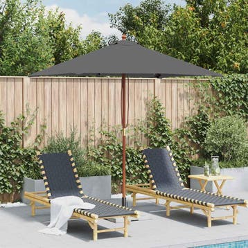 vidaXL Parasol met houten paal 150x200 cm antraciet, Verzenden, Nieuw, 2 tot 3 meter