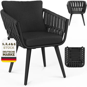 tillvex® Tuinstoel, 6 stuk set, weerbestendig, met armleunin, Tuin en Terras, Tuinstoelen, Verzenden, Zo goed als nieuw