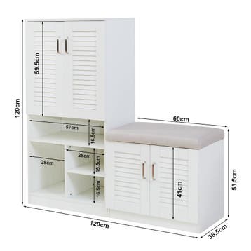 Schoenenkast Løten 120x120x37 cm wit [en.casa], Huis en Inrichting, Kasten | Schoenenkasten, Verzenden, Nieuw