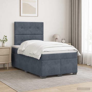 vidaXL Boxspringbed met matras Donkergrijs 120 x 200 cm, Verzenden, Nieuw, Twijfelaar, Stof