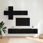 vidaXL Tv-meubelset Wandgemonteerd 7-delig Zwart eiken, Minder dan 50 cm, Verzenden, Nieuw, Minder dan 100 cm