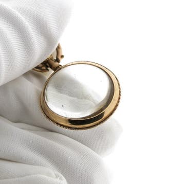 Antiek gouden medaillon met glas (Hanger of bedel), Ophalen of Verzenden, Gebruikt, Goud, Overige merken