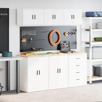 vidaXL Garagekasten 6 st spaanplaat wit, Verzenden, Nieuw