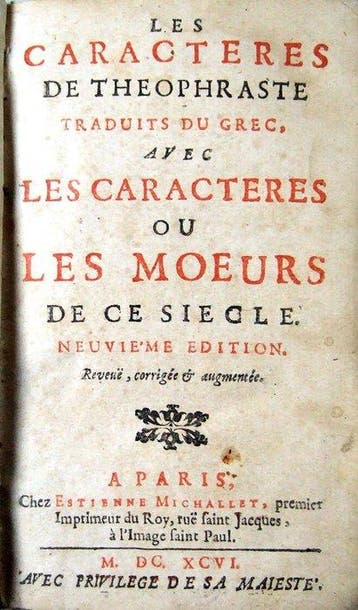 Jean de La Bruyère - Les Caractères de Théophraste traduits