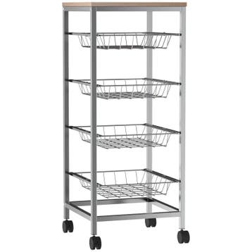 TRUUSK Serveerwagen - Keukenwagen met Metalen Manden - Zijwa, Verzenden, Nieuw