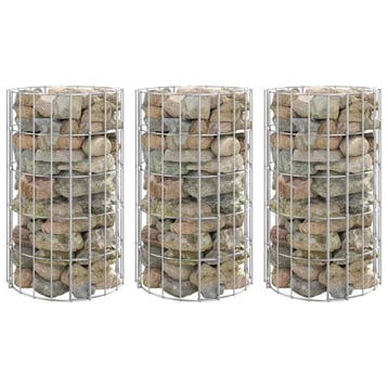 vidaXL Gabion plantenbakken 3 st rond verhoogd Ø30x50 cm, Verzenden, Minder dan 60 cm, Nieuw, Metaal