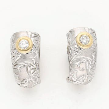 Oorbellen - 18 karaat Geel goud, Witgoud Diamant, Nieuw