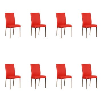 Set van 8 Leren eetkamerstoelen Comfort - Toledo Ferrari, Ophalen of Verzenden, Nieuw, Leer, Vijf, Zes of meer stoelen