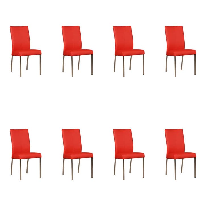Set van 8 Leren eetkamerstoelen Comfort - Toledo Ferrari, Huis en Inrichting, Stoelen, Vijf, Zes of meer stoelen, Nieuw, Leer