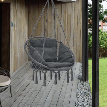 Hangstoel Kailua met kussen katoen max 150 kg donkergrijs, Verzenden, Nieuw