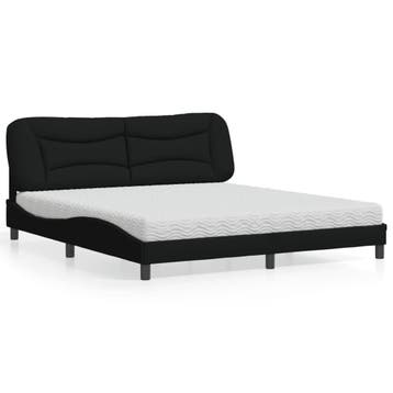 vidaXL Bed met matras Hvar stof zwart 180x200 cm, Eenpersoons, Verzenden, Zwart, Nieuw