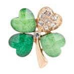 Fako Bijoux - Broche - Klavertje Vier - Groen - Kristal -, Sieraden, Tassen en Uiterlijk, Verzenden, Nieuw