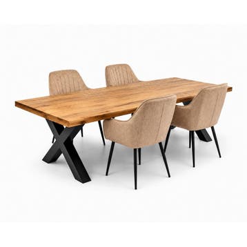 Milan Deal 180cm + 4x Vermont light brown, Huis en Inrichting, Stoelen, Ophalen of Verzenden, Nieuw