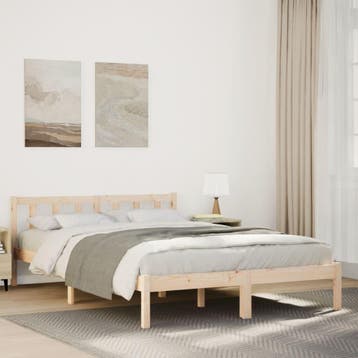 vidaXL Bedframe extra lang zonder matras massief grenenhout, Huis en Inrichting, Slaapkamer | Bedden, Bruin, Verzenden, Hout, Nieuw