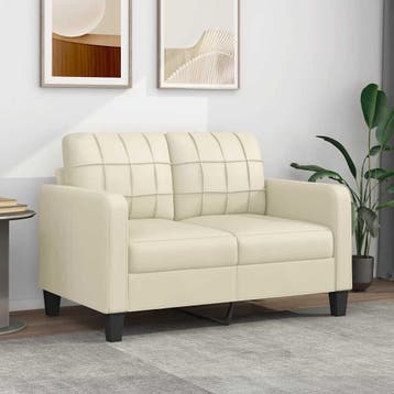 vidaXL Tweezitsbank 120 cm kunstleer crèmekleurig, Verzenden, Leer, Minder dan 150 cm, Nieuw