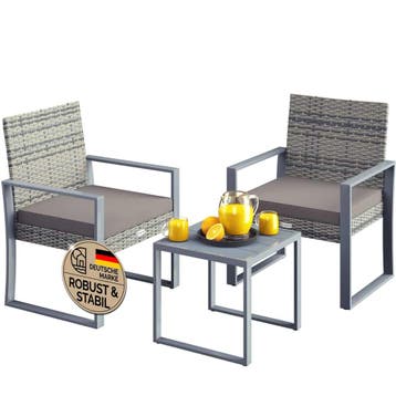 Polyrattan Balkon - Tuin zitgroep 3-delig grijs, Verzenden, Nieuw