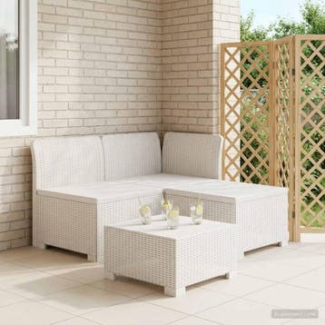 vidaXL 3-zits Tuinbank in Rattan Look 3-zits PP Wit, Verzenden, Nieuw
