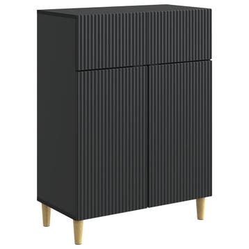 vidaXL Dressoir met lade Zwart 66 x 34,5 x 90 cm Bewerkt, Huis en Inrichting, Kasten | Dressoirs, Verzenden, Nieuw, Overige houtsoorten