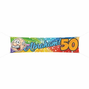 50 Jaar Abraham Regenboog Spandoek - 180x40cm, Ophalen of Verzenden, Nieuw