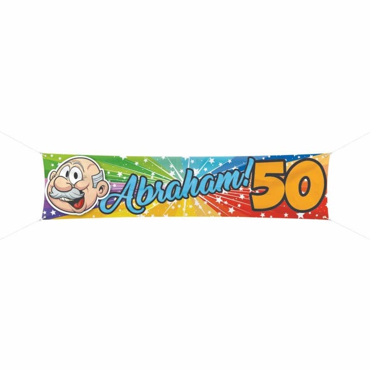 50 Jaar Abraham Regenboog Spandoek - 180x40cm, Kleding | Heren, Carnavalskleding en Feestkleding, Nieuw, Ophalen of Verzenden