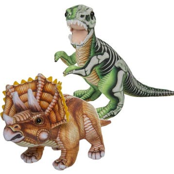 Pluche dino knuffel set - T-Rex en Triceratops - 30 cm, Kinderen en Baby's, Speelgoed | Knuffels en Pluche, Verzenden, Nieuw