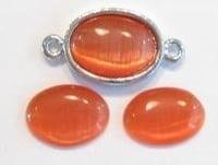 10 x Plaksteen glas cate-eye ovaal oranje 10 x 14 mm, Ophalen of Verzenden, Nieuw, Overige typen