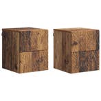 vidaXL Wandbeugel Bedkast 2 pcs Oud hout 34,5 x 33 x 40 cm, Huis en Inrichting, Slaapkamer | Nachtkastjes, Minder dan 45 cm, Verzenden