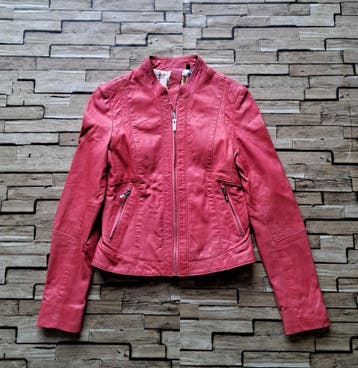 ARMA - rood leren bikerjack, maat 34, Kleding | Dames, Jasjes, Kostuums en Pakken, Verzenden, Arma, Zo goed als nieuw, Jasje
