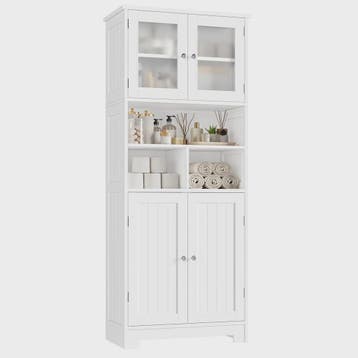 Hoge Houten Kast met 4 Deuren - Veelzijdige Opbergkast voor, Verzenden, Nieuw