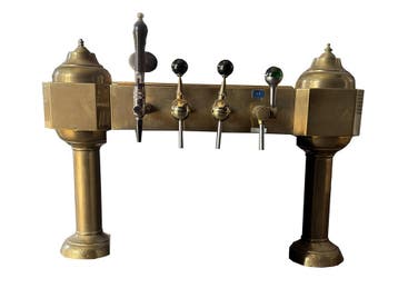Occasion -Antieke brugzuil messing 4 kraans, Ophalen of Verzenden