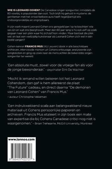 De demonen van Leonard Cohen 9789401422727 Francis Mus, Boeken, Verzenden, Zo goed als nieuw, Francis Mus