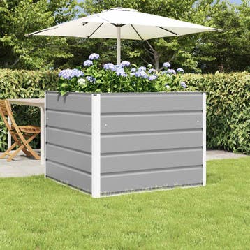 vidaXL Plantenbak Lichtgrijs 100 x 100 x 75 cm Staal, 100 cm of meer, Verzenden, Nieuw, Metaal