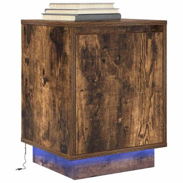 vidaXL Nachtkastje met LED-verlichting 38x34x50cm gerookt, Huis en Inrichting, Slaapkamer | Nachtkastjes, Verzenden, Nieuw, Hout