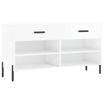 vidaXL Schoenenbank 102x35x55 cm bewerkt hout hoogglans wit, Verzenden, Nieuw