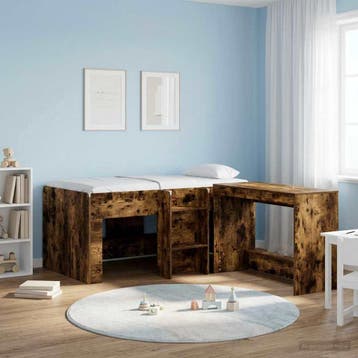 vidaXL Kinder Hoogslaper Gerookt eiken 80 x 160 cm Bewerkt, Verzenden, Nieuw, Bruin, Hout