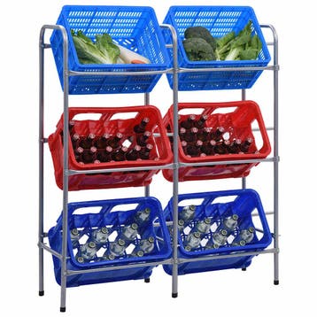 vidaXL Opbergrek voor 6 kratten 96x33x116 cm steel, Verzenden, Nieuw