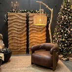 Fauteuil Japandi africa leder tabac, Huis en Inrichting, Stoelen, Ophalen of Verzenden, Nieuw