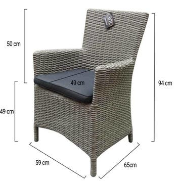 Capri dining tuinstoel grijs wicker set van 4, Tuin en Terras, Ophalen of Verzenden, Nieuw, Wicker