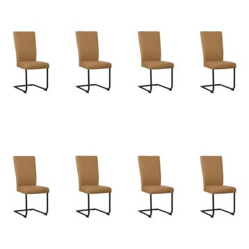 Set van 8 Leren eetkamerstoelen Dry - Toledo Camel (bruin), Huis en Inrichting, Ophalen of Verzenden, Nieuw, Leer, Vijf, Zes of meer stoelen